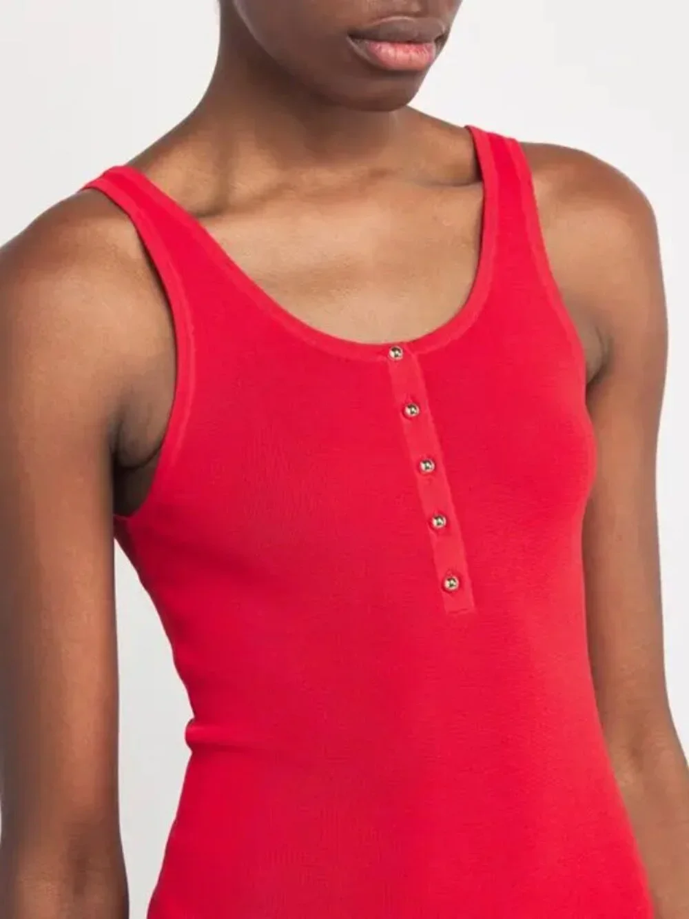 NWT SANDRO  Buttoned Tank Top Silk In Red Size 2 - Picture 2 of 7